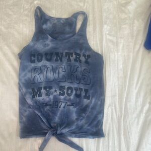 Levi's Denizen Graphic Tank Top Size M Blue Tie Dye Ties At The Waist.